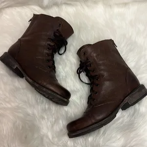 Steve Madden Brown Leather Fame Military‎ Style Boots Fisherman Core B19B thumbnail 3