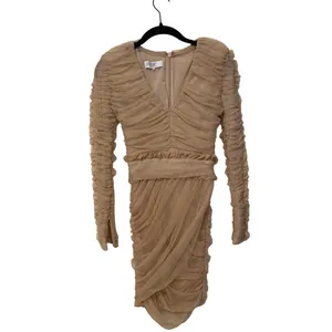House of CB Fleur Blush Pleated Tulle Deep V Mini Dress Size XS thumbnail 2