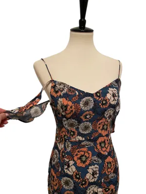 Blue And Orange Floral Midi Dress thumbnail 2