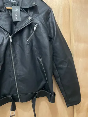 Fahsyee Faux Leather Jacket Women - Black Motorcycle Short Coat Moto Biker Blazer jacket brand new size medium thumbnail 4