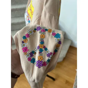 Peanuts Inner Peace Snoopy Tan Floral Graphic Hoodie thumbnail 4
