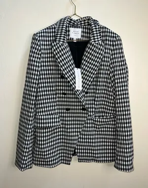 Maison D’ Amelie Black & White Gingham Double-Breasted Blazer thumbnail 1