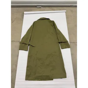 Army Green Double Breasted Trench Coat Longline Jacket H9B641 Size M thumbnail 9