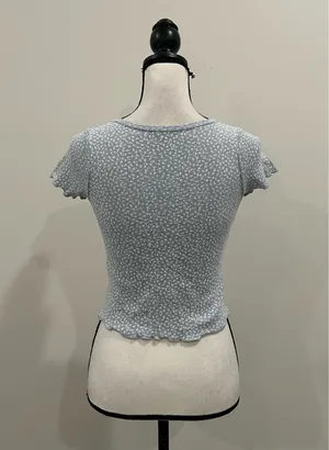 John Galt Cropped Button Down Baby Tee thumbnail 4