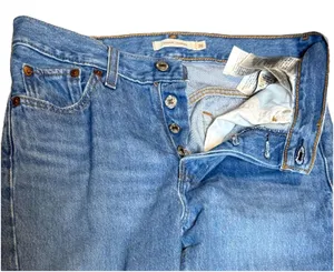 Levi’s Premium Wedgie Straight Jeans W26 L26 Blue Distressed Raw Hem Button Fly thumbnail 7