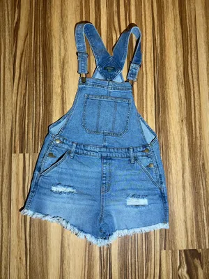 Wild Fable Denim Overall Shorts SizeS thumbnail 2