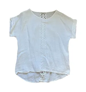 terzo millennio linen top Size M Crochet Back Detail thumbnail 1