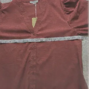 Entro Terracotta Rust Tiered Maxi Dress Long Sleeve V-Neck D19440 Large NEW thumbnail 2