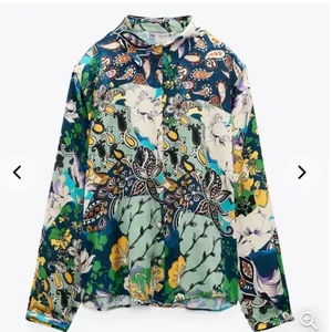 Zara Floral Satin Effect Blouse Large thumbnail 2