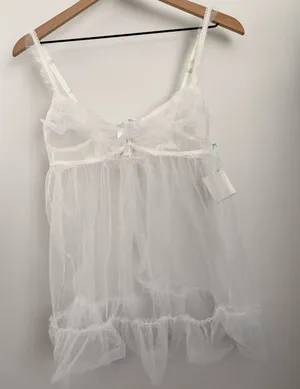 Victoria’s Secret Large‎ NEW I Do Bridal Babydoll Slip Bridal Sheer Lolita Bow thumbnail 1