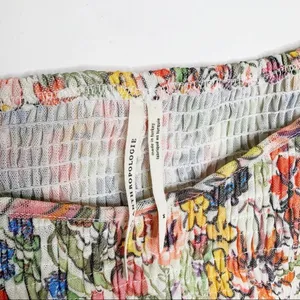 Anthropologie Aurelia Smocked Top Floral Cream Size M Balloon Sleeve Ruching thumbnail 7