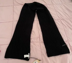 Rebecca Minkoff NWT Traveling Rib Black Knit Scarf, size 76x10” thumbnail 5