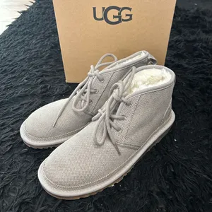UGG Neumel gray winter fur lace up ankle boots booties shoes thumbnail 2