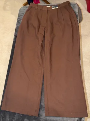 Abercrombie & Fitch Curve Love A&F Sloane Tailored Wide Leg Pant in Dark Coffee thumbnail 7