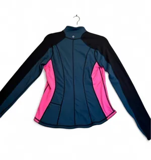 Lululemon Define Jacket in navy blue with pink side panels and black sleeves #athletic #define thumbnail 2