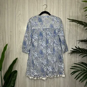 Roller Rabbit 100% Cotton Ugyen Leaves Serafina Tunic Coverup size S Small thumbnail 4