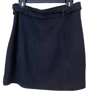 Haute Monde Faux Suede Dark Brown Belted Mini Skirt - Size XL thumbnail 4