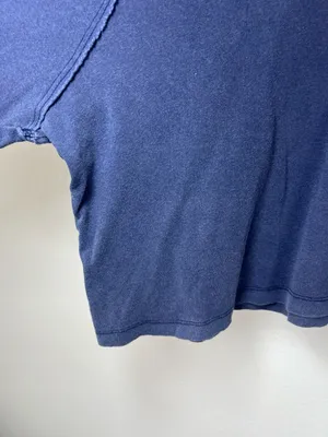 Free People We The Free Buffy Tee Shirt Blue Oversize Crop Long Sleeve Cotton XS thumbnail 9