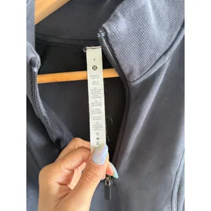 Lululemon Quarter Zip Long Sleeve Athletic Dress Charcoal Gray Thumbholes size 4 thumbnail 3