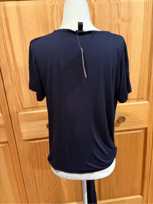 J.Crew short-sleeve tie-front knit top navy style G5714 size M NWT thumbnail 3