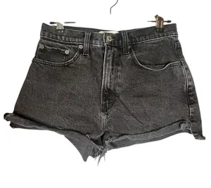 Abercrombie & Fitch Charcoal Wash Black Curve Love High Rise Mom Shorts Cut Off thumbnail 1