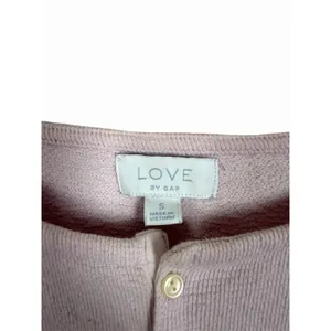 Love By GAP Women's Sz S Light Pink Waffle Knit Henley Cropped Top Cotton Blend thumbnail 5