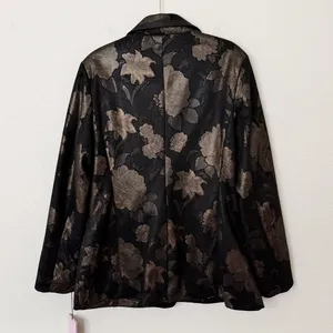 [Avec Les Filles] Black Gold Floral Print Jacquard Tuxedo Blazer Jacket NWT XL thumbnail 2