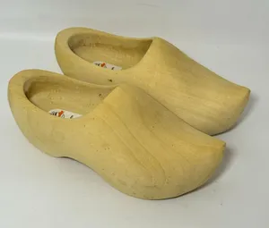 Dutch Holland Handmade Traditional Plain Solid Wood Wooden Clog Shoes Size 39 thumbnail 1
