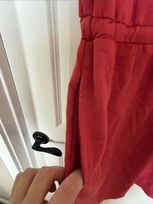 Casual V-Neck Red Drawstring Waist Dress thumbnail 2