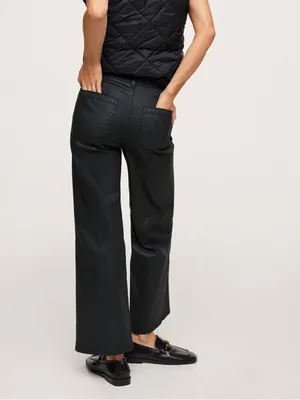 Mango Coated Jeans Culotte High Waist Catherine Ankle Black Wide Leg Size 10 NWT thumbnail 2