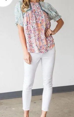 JODIFL Multi Print Bubble Sleeve Blouse thumbnail 1