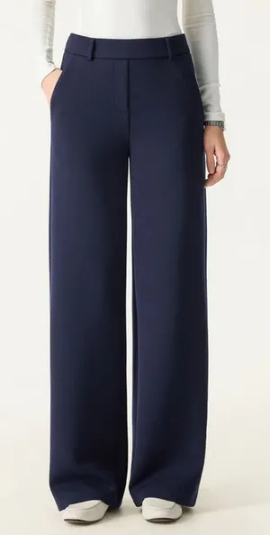 OGL Pants FuzzLuxe Mid Rise Straight Leg Elastic Waist Navy Blue Size XS NEW thumbnail 1