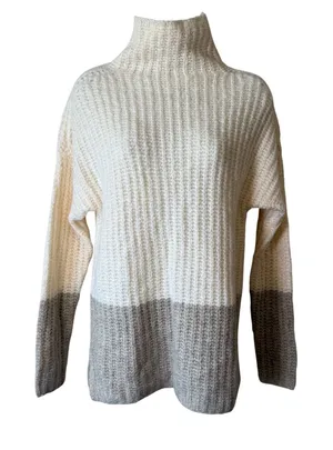 Abercrombie & Fitch Womens Colorblock Turtleneck Sweater Cream‎ Beige SmallNWT thumbnail 1
