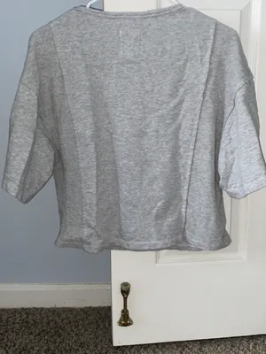 Light Gray Short Sleeve Women's Top - Lightweight Casual Tee thumbnail 2