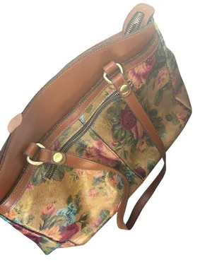 Patricia Nash Floral Leather Shoulder Bag retired print – Vintage Cottagecore Aesthetic thumbnail 1