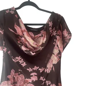 Connected Y2k Pink‎ Brown Fairy Beaded Floral Tiered Chiffon Midi Dress thumbnail 4