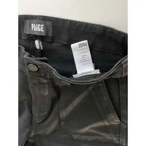 Paige Mayslie Coated Jogger Pants Black Slim Fit Ankle Zip High Rise Size 27 thumbnail 5