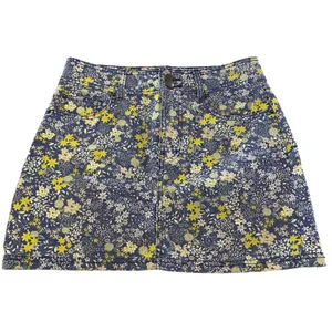 Laura Ashley Urban Outfitters Floral Denim Mini‎ Skirt Medium Blue Yellow White thumbnail 3