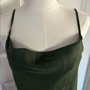 SUPESU Satin Midi Slip Dress Adjustable Spaghetti Strap, Green, Size XS, NWT thumbnail 5