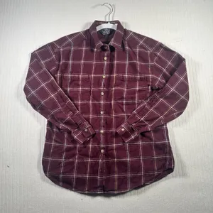 Woolrich Women’s Size 10 Plaid Flannel Button Front Long Sleeve Shirt Burgundy thumbnail 1