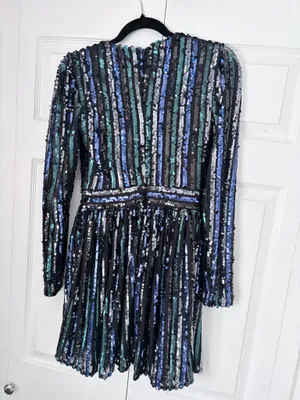 Dress the Population Rome Sequin Stripe Long Sleeve Cocktail Minidress thumbnail 2
