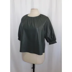 SAYLOR Juana Top Faux Leather Sage Gray Puff Sleeves Solid Streetwear Large‎ thumbnail 6
