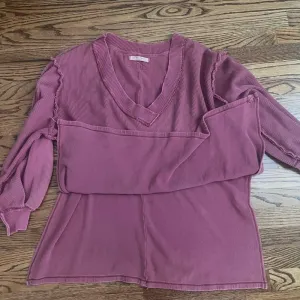We The Free Asher Thermal Knit Oversized Shirt – Plum – Size Medium thumbnail 6