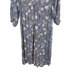 LOFT Floral Long Sleeve Ruched Bust Midi Sz 12 Lightweight Cottagecore Dress NWT thumbnail 3