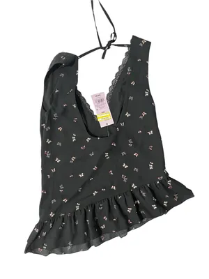 wild fable Black Floral Lace Ruffle Top thumbnail 2