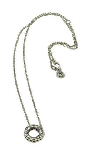 PANDORA 925 Silver Circle of‎ Sparkle Hearts Pendant Necklace 590514CZ thumbnail 1