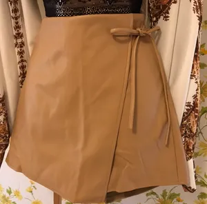 High waist faux leather wrap skort size M thumbnail 3