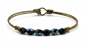Luca + Danni Bangle Bracelet Gold Black‎ Blue Crystal Beaded Stackable L+S USA thumbnail 1