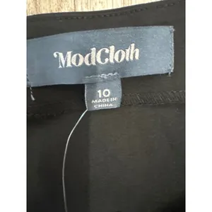 ModCloth Womens Black White Piping Mini‎ Skirt Size 10 Retro A-Line Stretch NEW thumbnail 2
