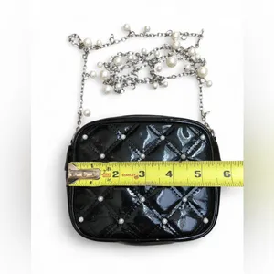 White House Black Market women’s Black Quilted Crossbody Bag with Pearl Accents thumbnail 7